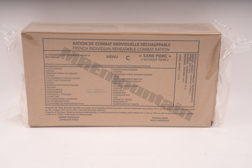 French Armed Forces RCIR 24 hr combat ration pack MRE