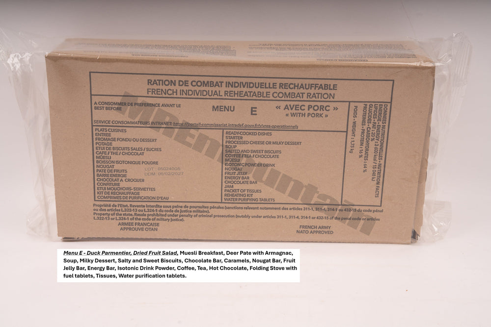 French Armed Forces RCIR 24 hr combat ration pack MRE