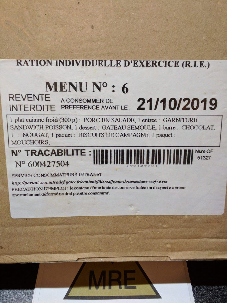 Franska försvarsmakten RIE enda måltid MRE