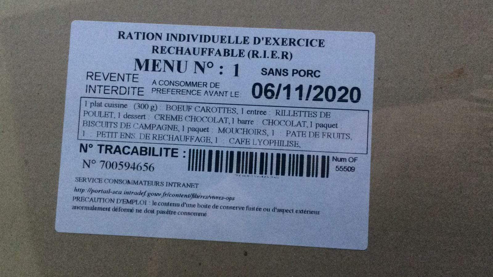 rations RIER de combat armée française 12h - Camping / Bivouac